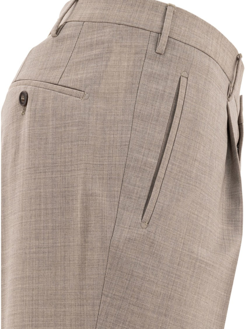 Incotex Classic Tailored Trousers In Fine Textured Beige