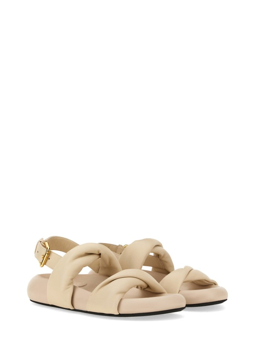 Marni Knotted Design Leather Sandals With Adjustable Buckle