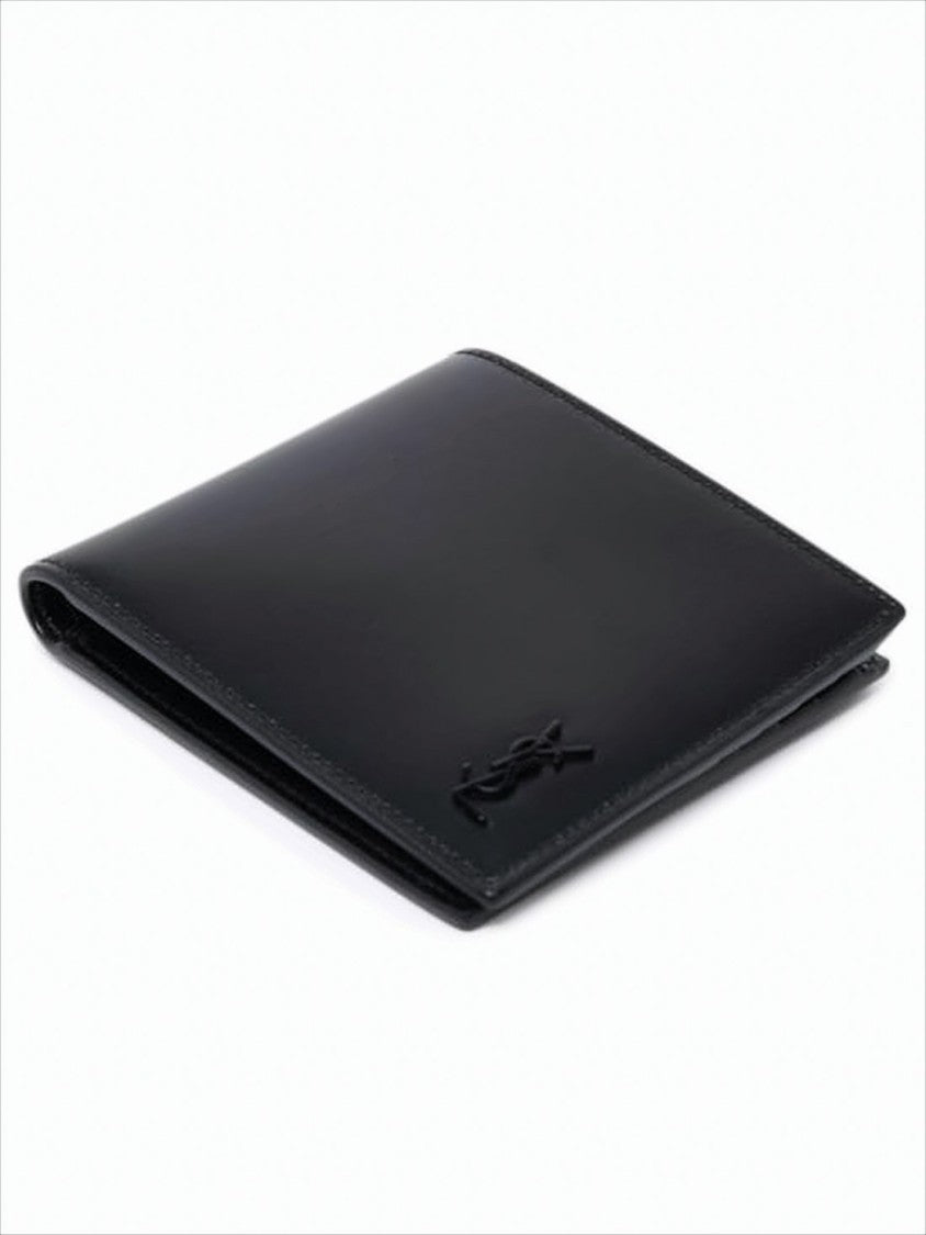 Saint Laurent Minimalist Black Calf Leather Wallet