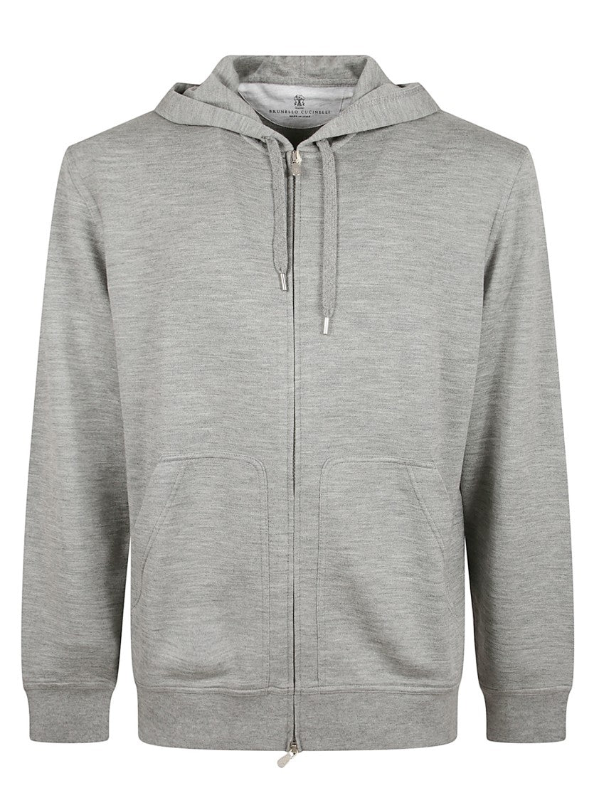 Brunello Cucinelli Heathered Grey Hooded Sweatshirt