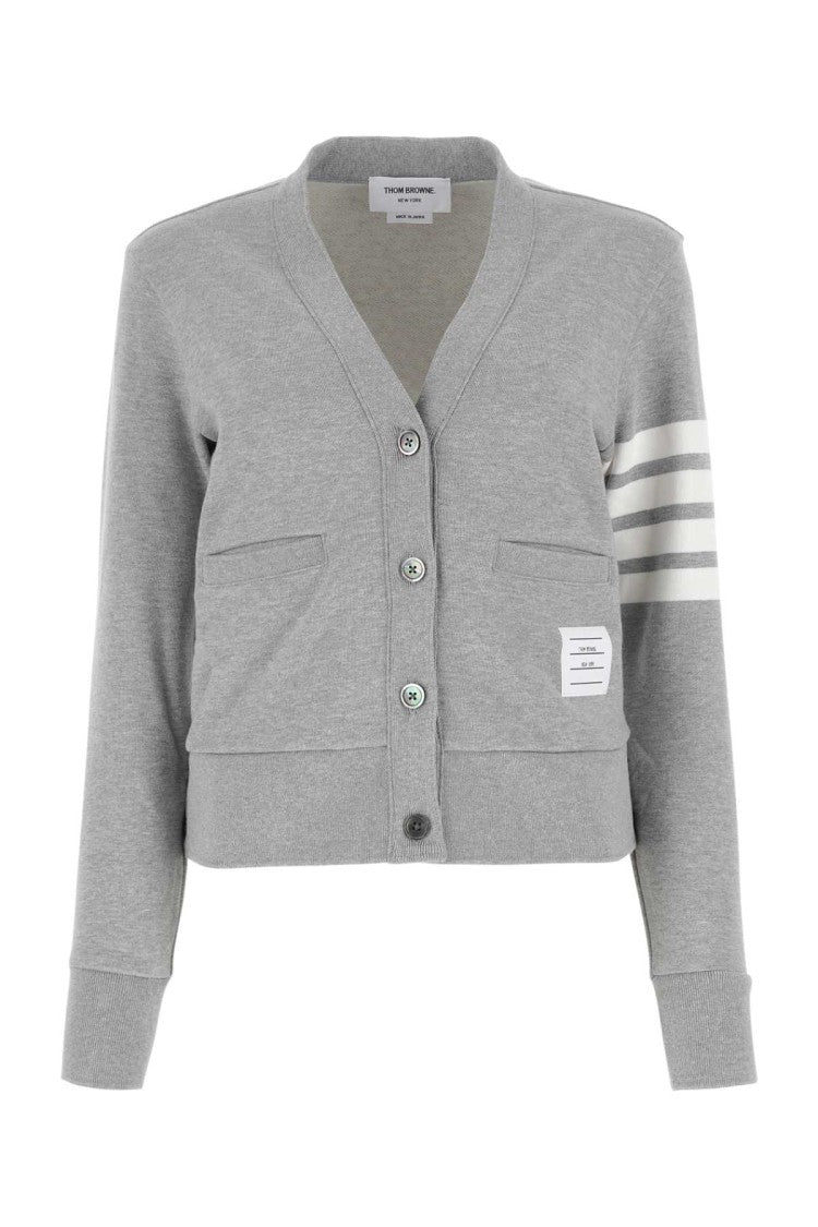 Thom Browne Melange Grey Cotton Cardigan