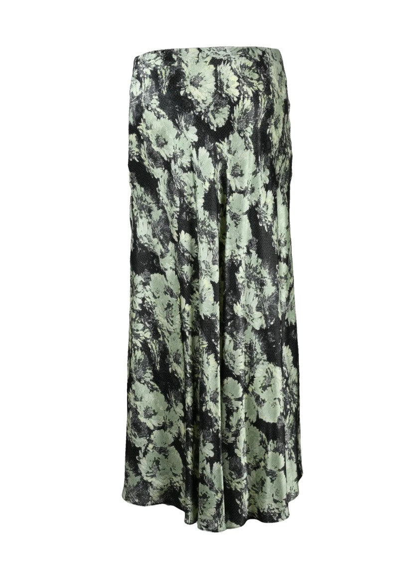 Tory Burch Green Black Viscose Women Satin Skirt