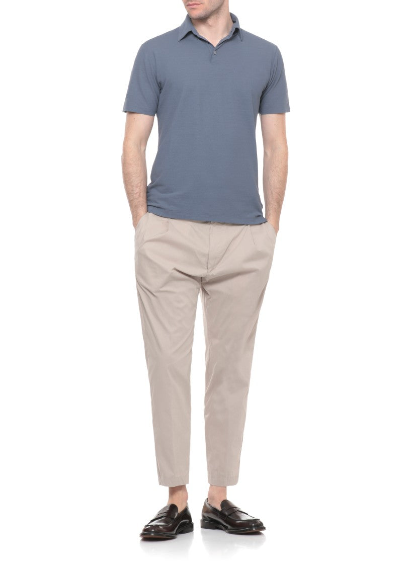 Zanone Blue Cotton Polo Shirt