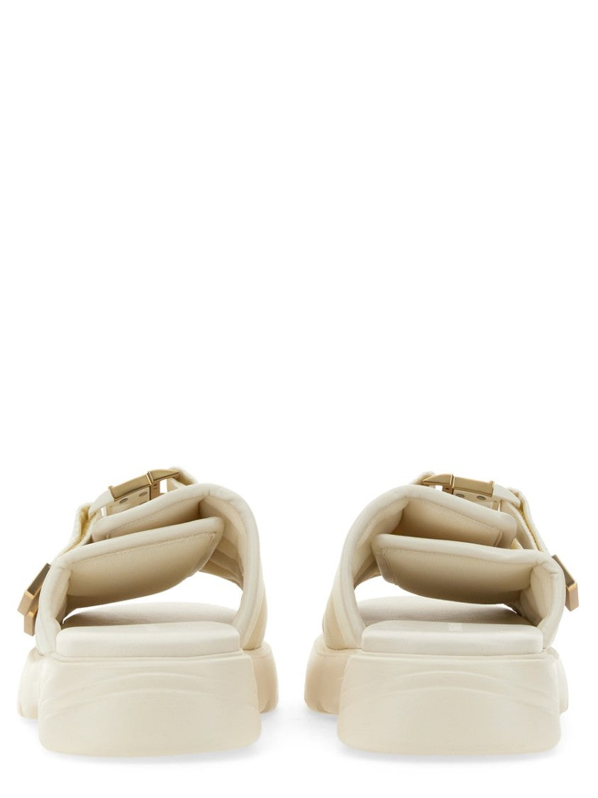Bottega Veneta Minimalist Lamb Leather Sandal With Rubber Sole