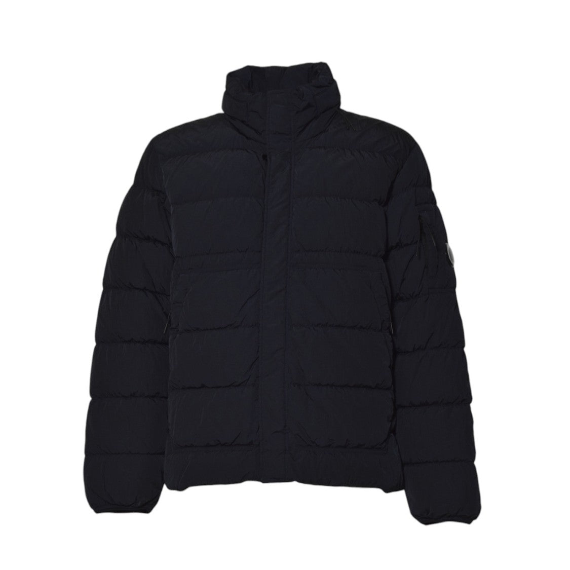 C.P. Company Horizontal Quilted Down Jacket With High Collar And Concealed Zip Closure
