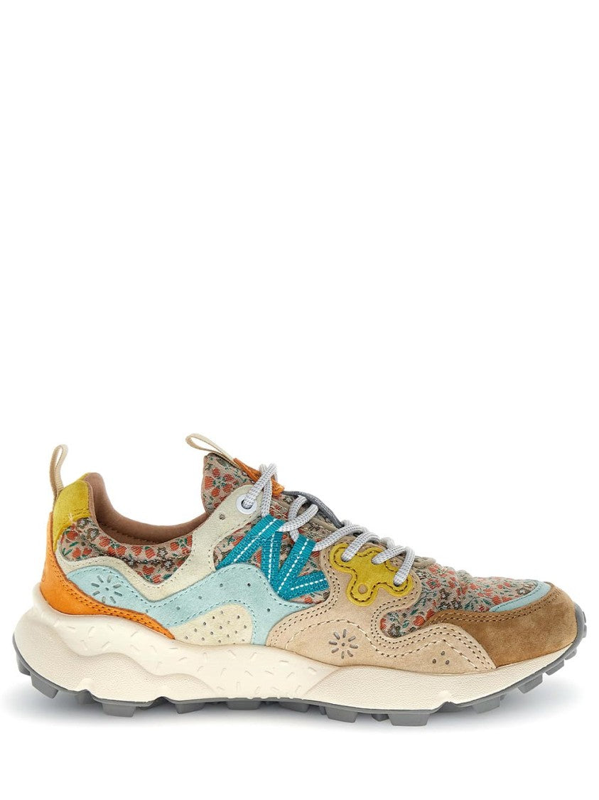Flower Mountain Multi-Textured Sneakers With Floral Panels And Chunky Sole