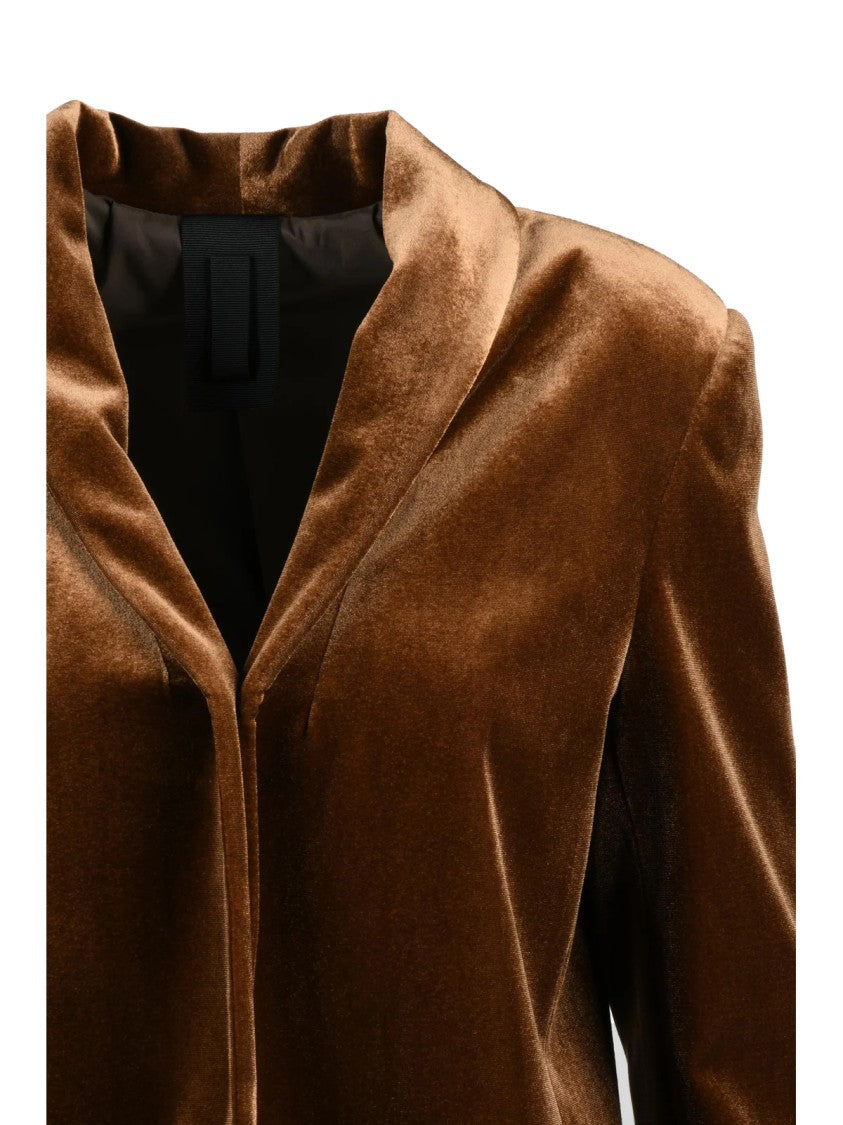 Black 961 Velvet Blazer With Open Front And Shawl Collar