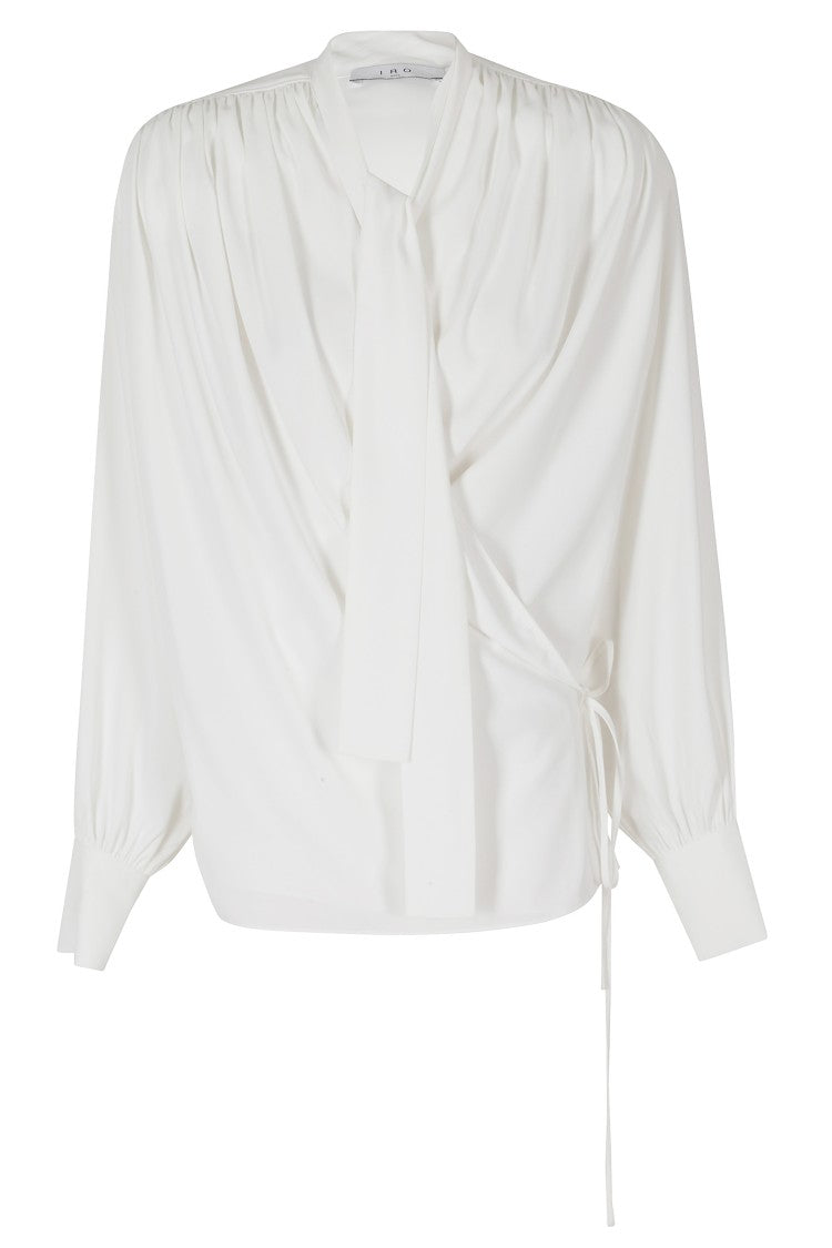 Iro White Bliss Scarf Draped Polyester Shirt