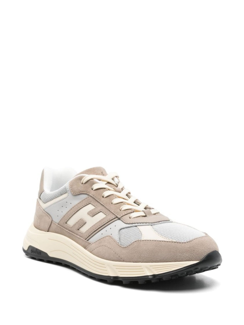 Hogan Textured Beige Sneakers With Suede And Mesh Combination