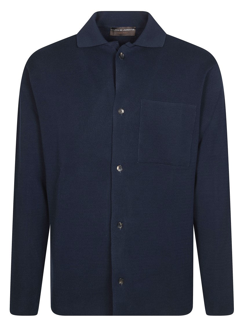 Filippo De Laurentiis Dark Navy Knit Shirt Jacket