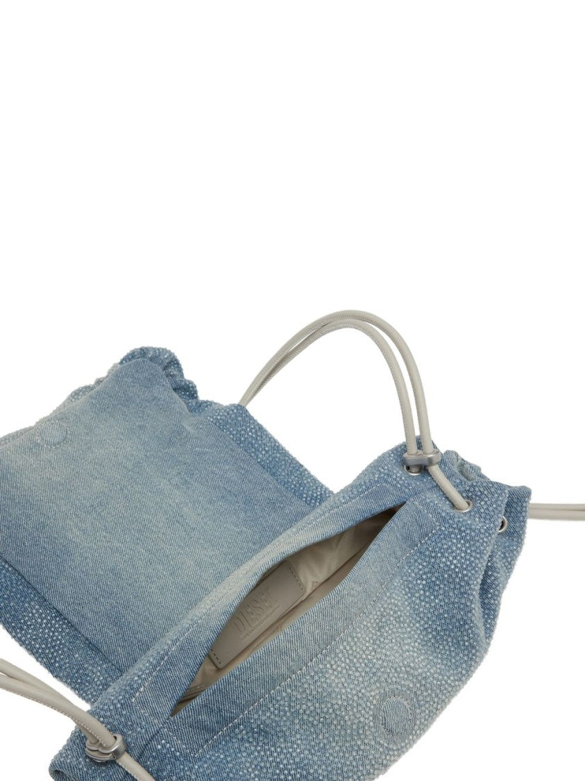 Diesel Ruched Handbag In Gradient Blue Fabric With Comfortable Strap