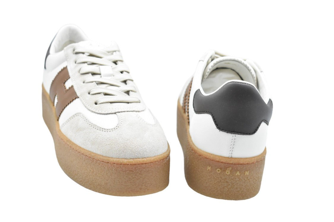 Hogan Cream Low-Top Platform Sneakers With Textured Sole
