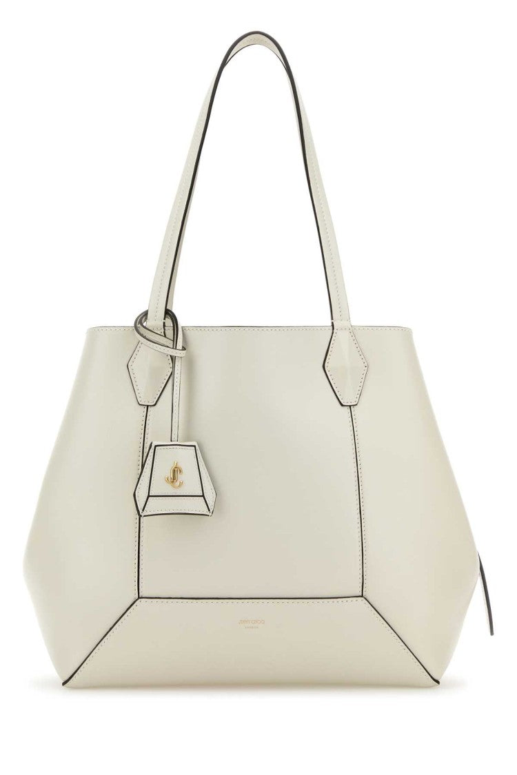Jimmy Choo White Leather Diamond Shopping Bag