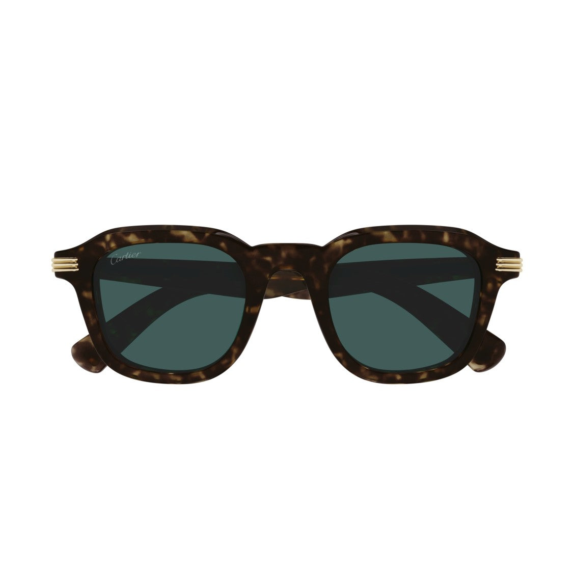 Cartier Bold Square Tortoiseshell Sunglasses With Gold Accents
