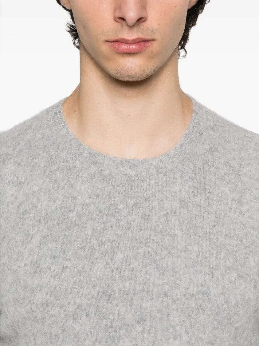 Drumohr Garzato Grey Fuzzy Crewneck Sweater