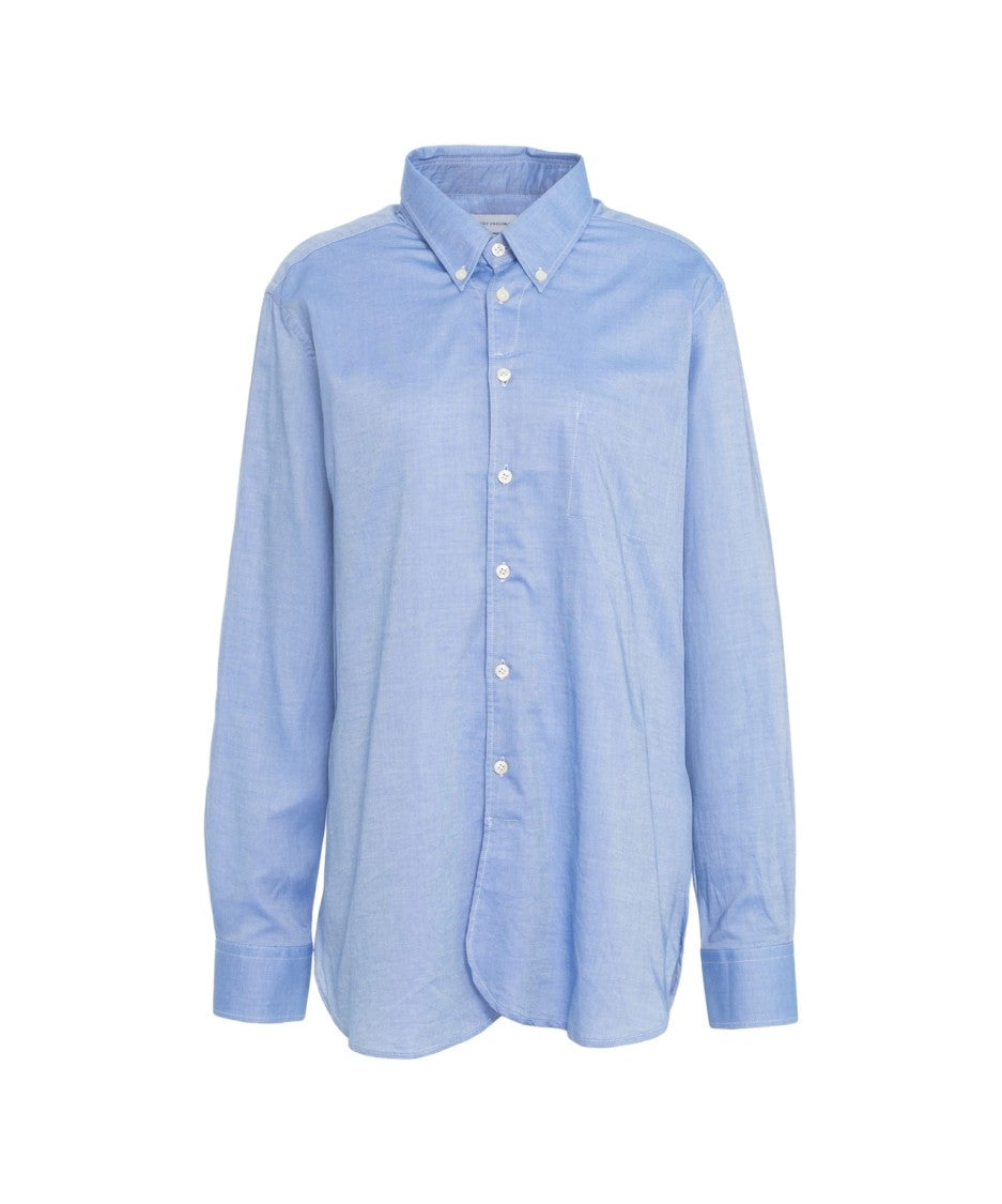 Robert Friedman Button-Down Cotton Shirt With Rounded Hem