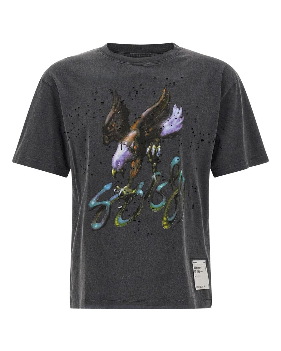 Satisfy Aged Black Mothtech Eagle Cotton T-Shirt