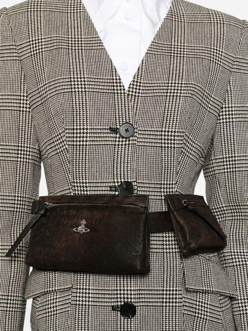 Vivienne Westwood Brown Textured Dual Compartment Belt Bag