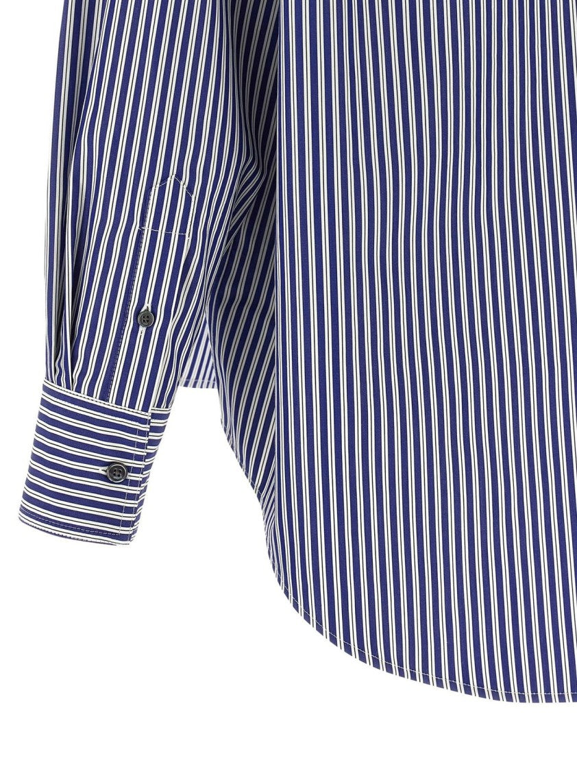 Ami Paris Bandana-Inspired Striped Blouse In Breathable Cotton