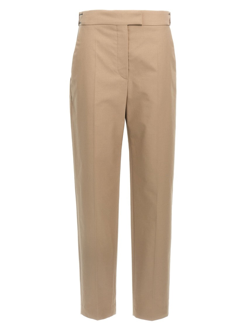 Brunello Cucinelli Stretch Cotton Trousers With Monile Detail