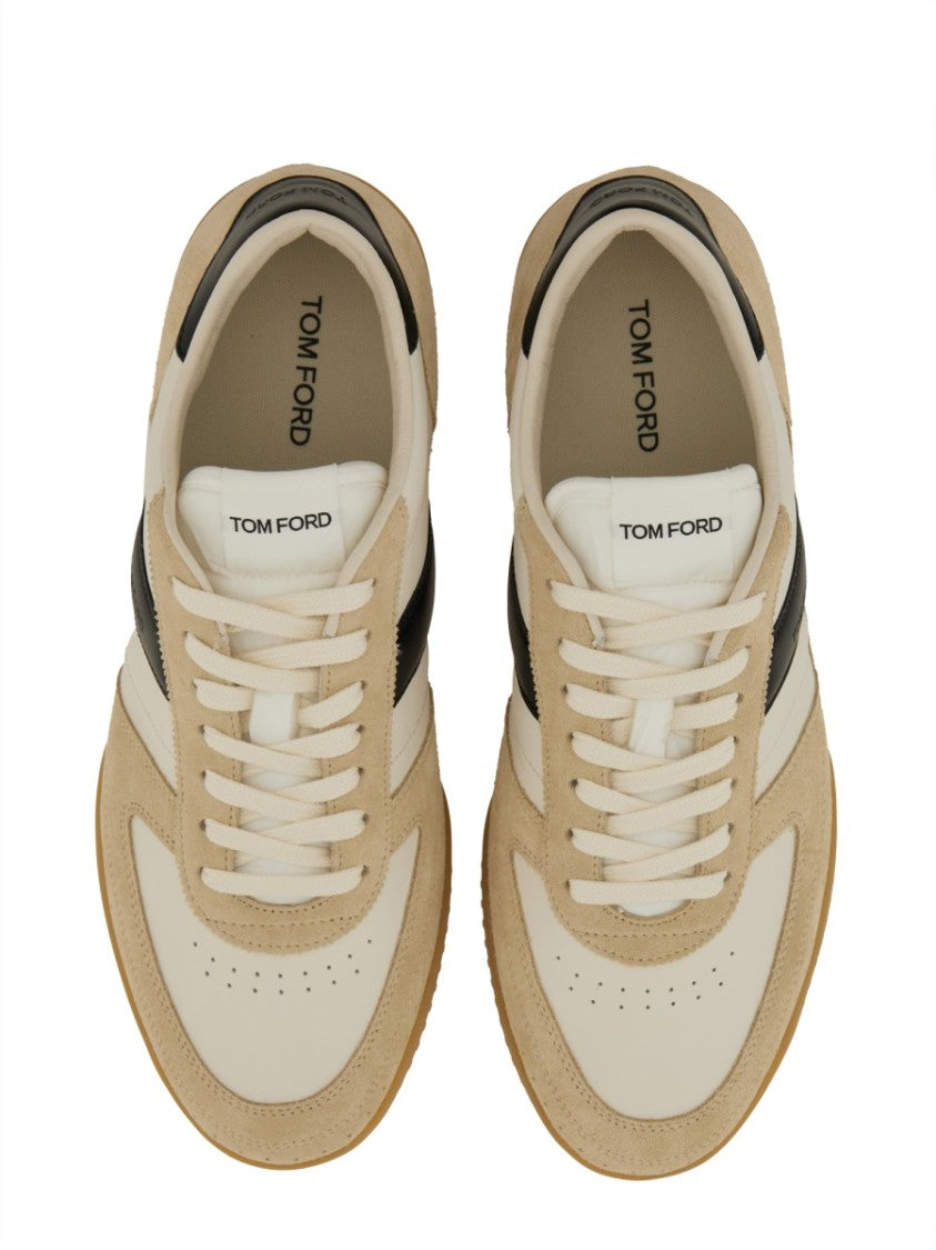 Tom Ford Calf Leather And Suede Sneakers With Contrasting Stripes