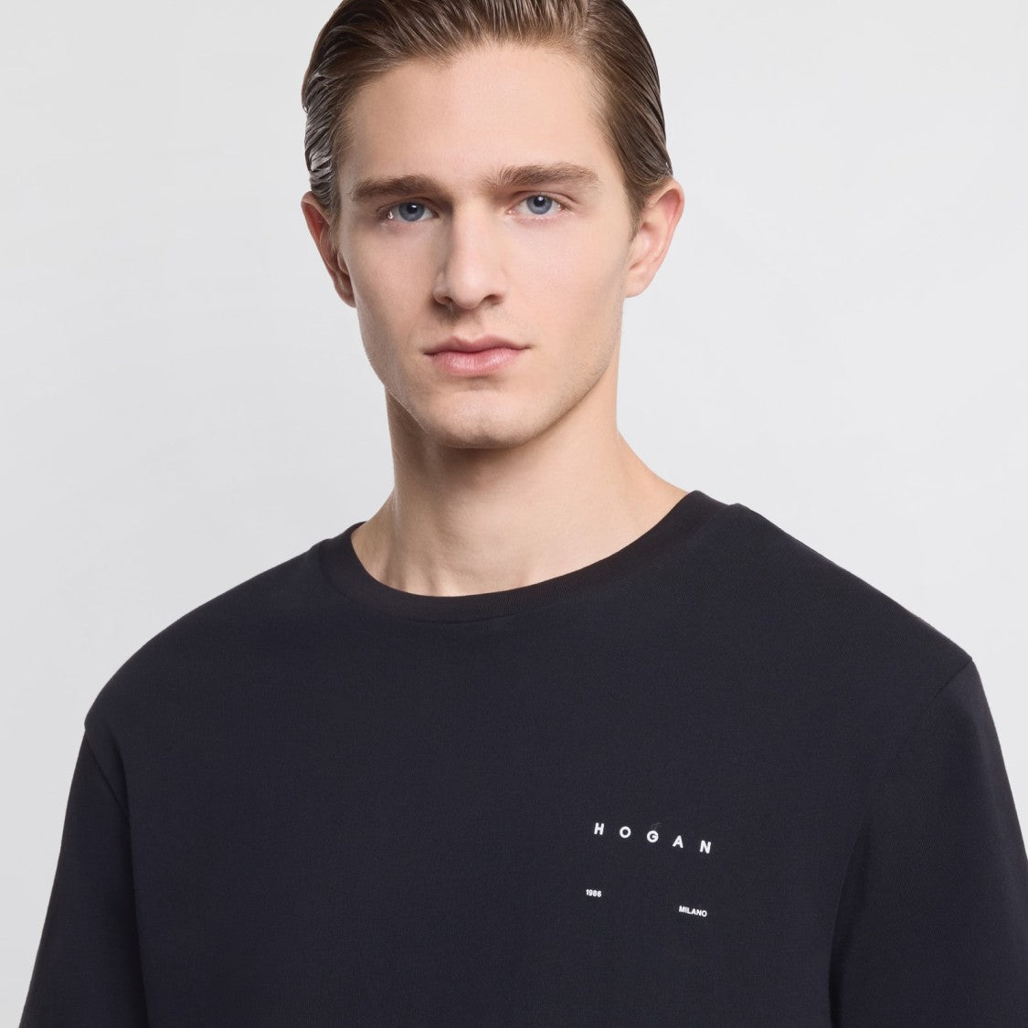 Hogan Minimalist Black T-Shirt With Calfskin Blend