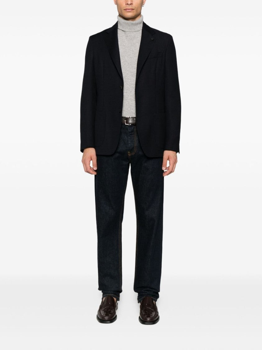 Lardini Tailored Blue Virgin Wool Lardini Jacket