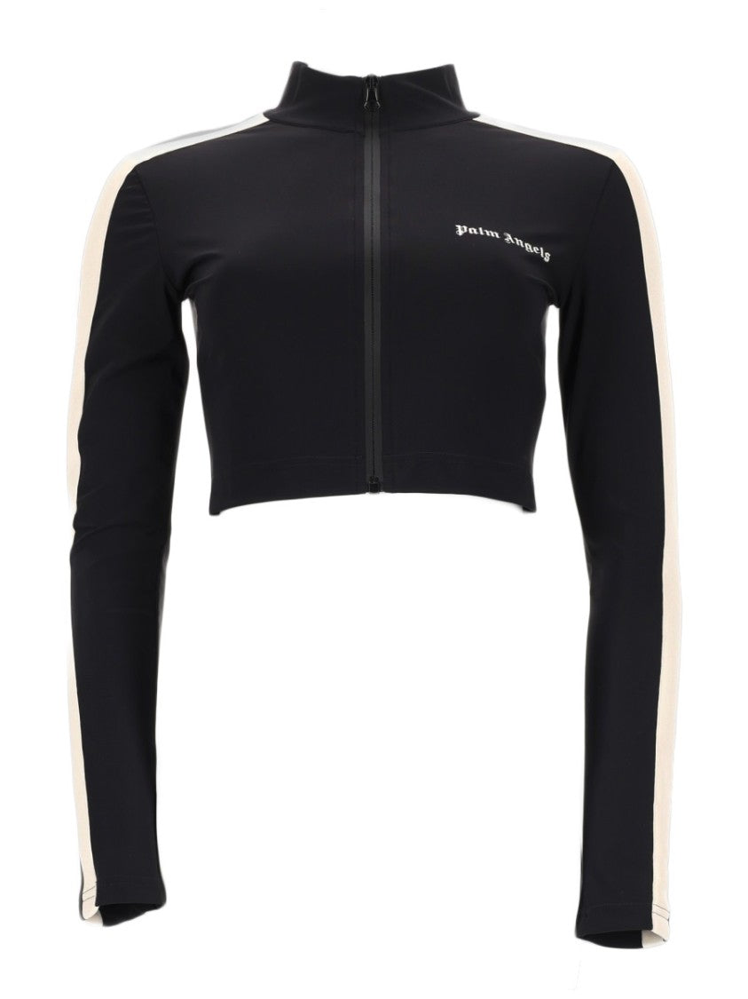 Palm Angels Logo Cropped High-Collar Bomber Jacket