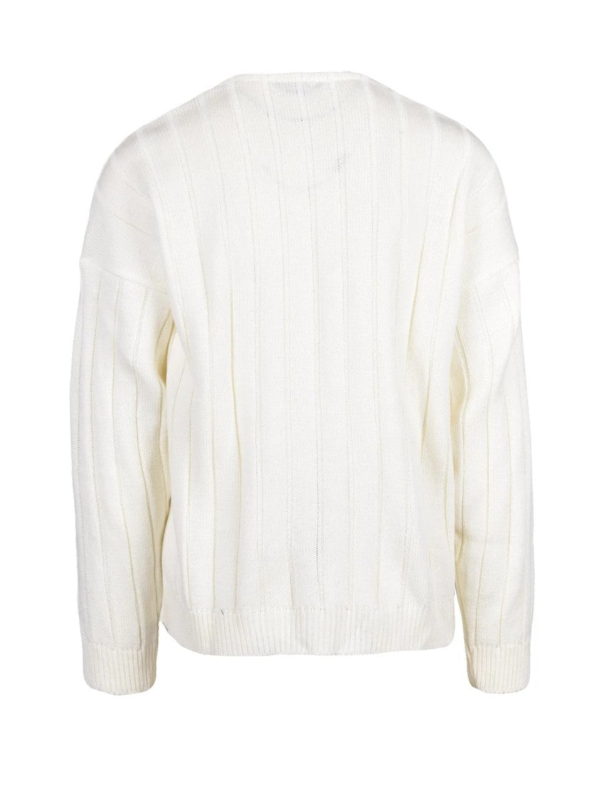 Daniele Alessandrini White Wool-Blend Zip Cardigan