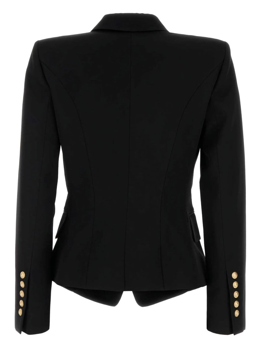 Balmain Black Fitted Double-Breasted Wool Blazer