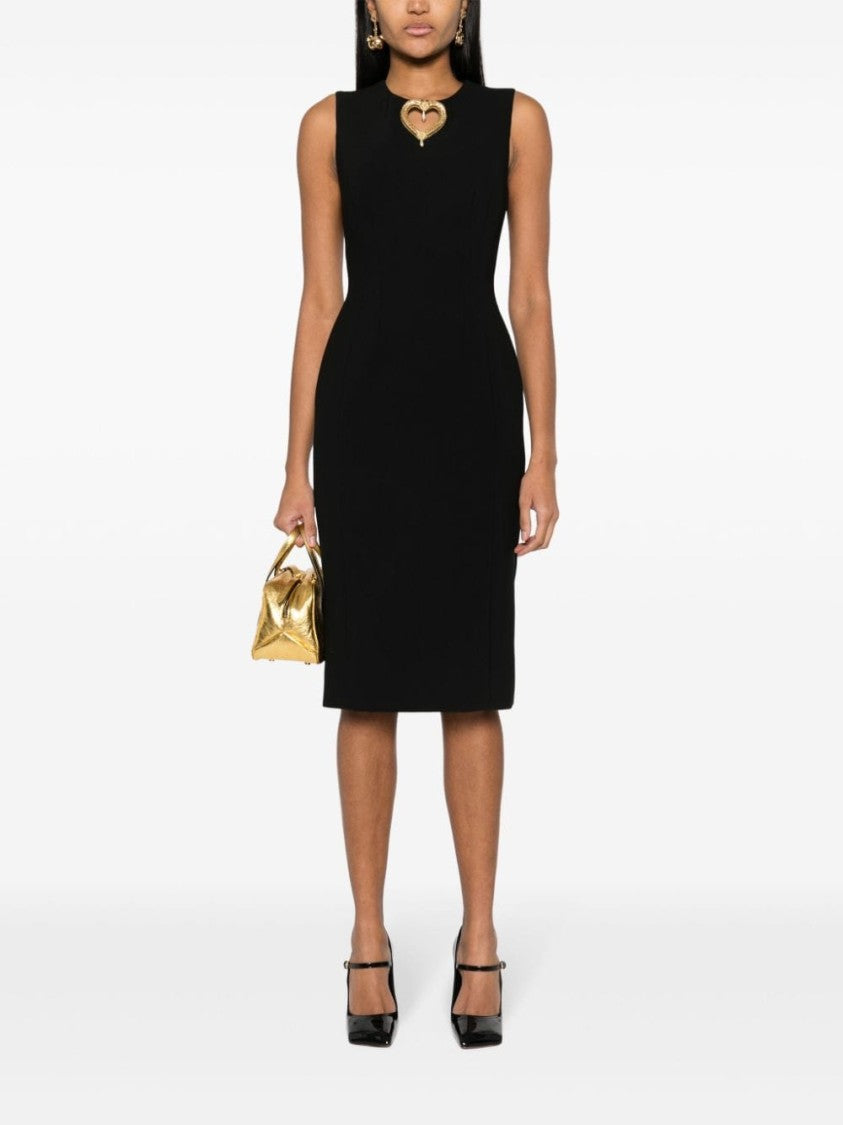 Moschino Elegant Black Crepe Midi Dress