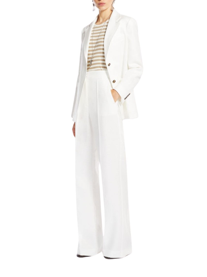 Max Mara Wide-Leg White Trousers With High Waist
