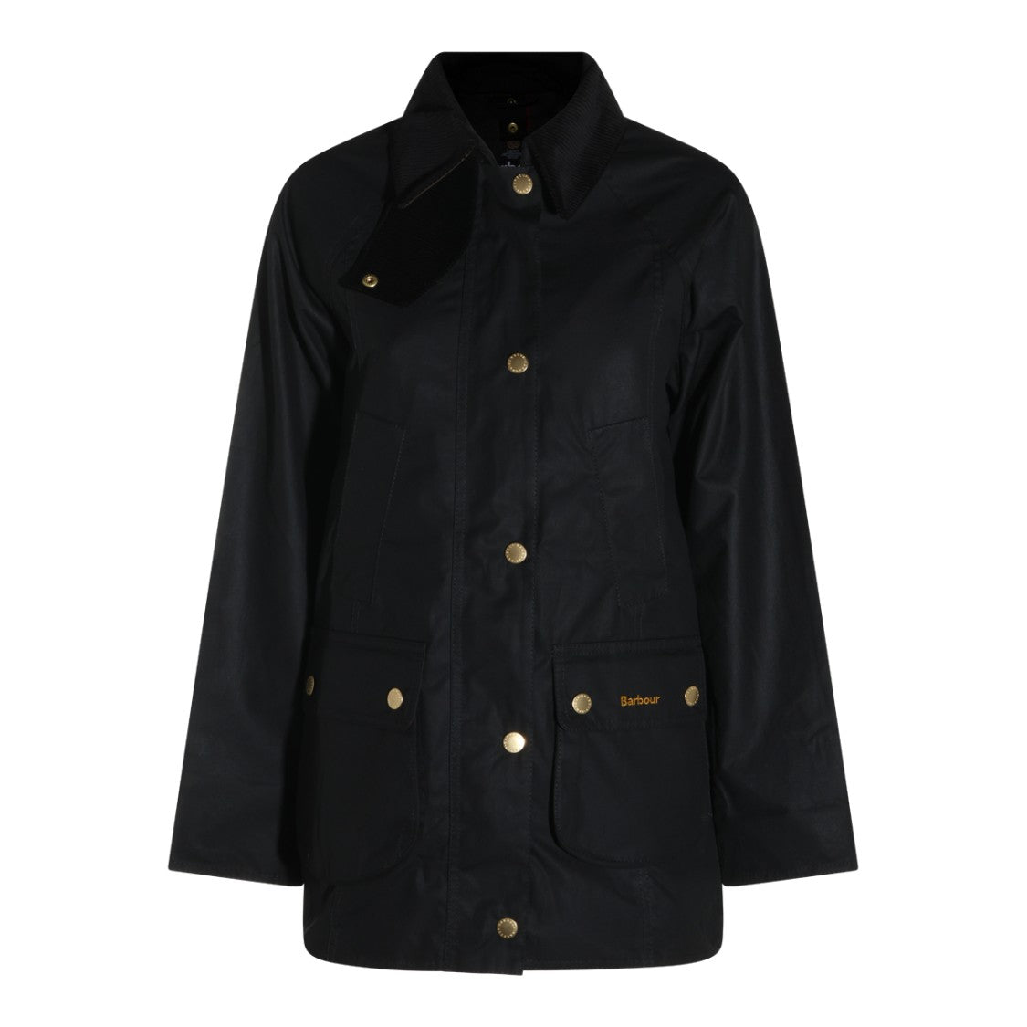 Barbour Black Beadnell Waxed Corduroy Collar Jacket