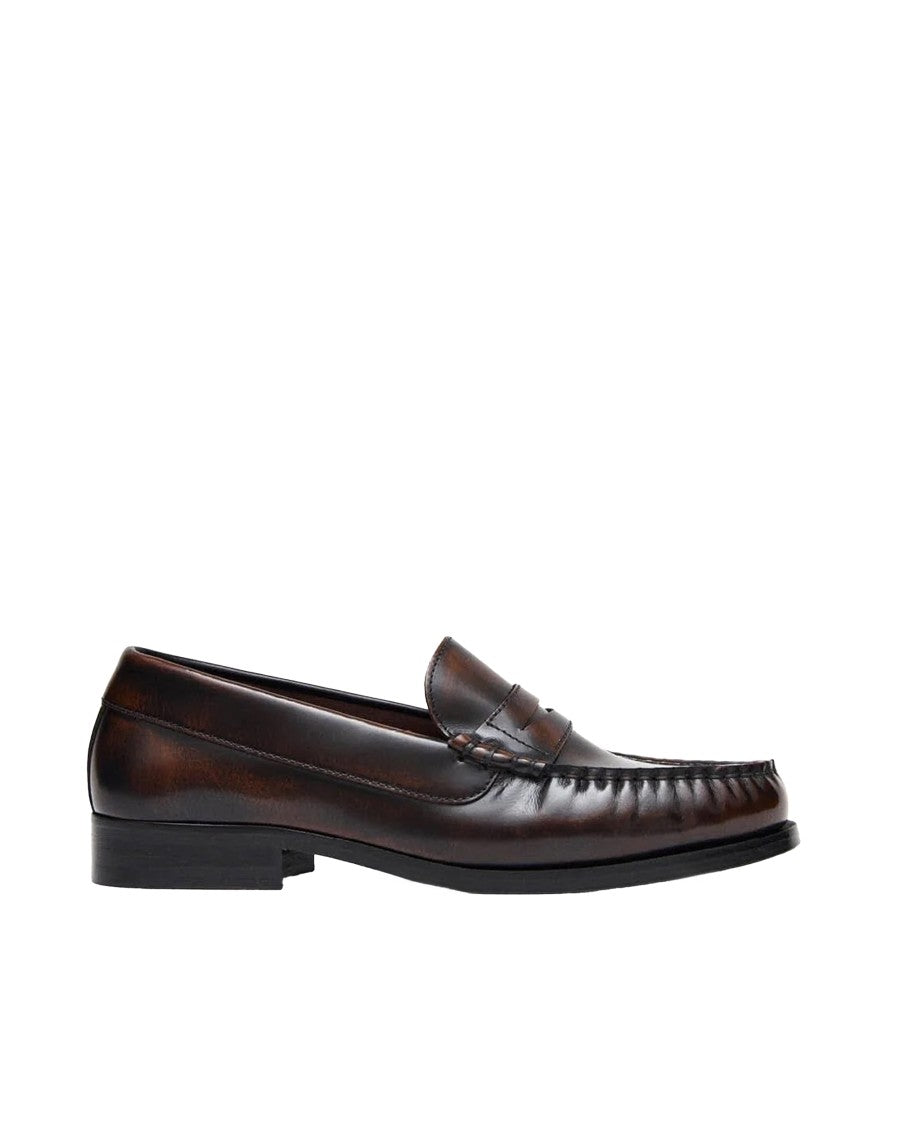 Alohas Penny Loafer Mocassino Rivet In Brushed Coffee Brown