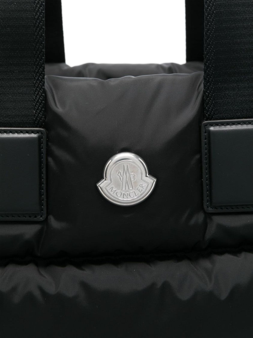 Moncler Puffy Black Tote Bag With Top Zip And Dual Handles