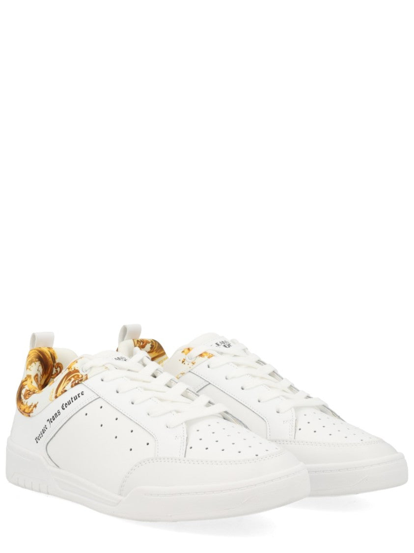 Versace Jeans Couture Black Gold Baroque Pattern Sneakers