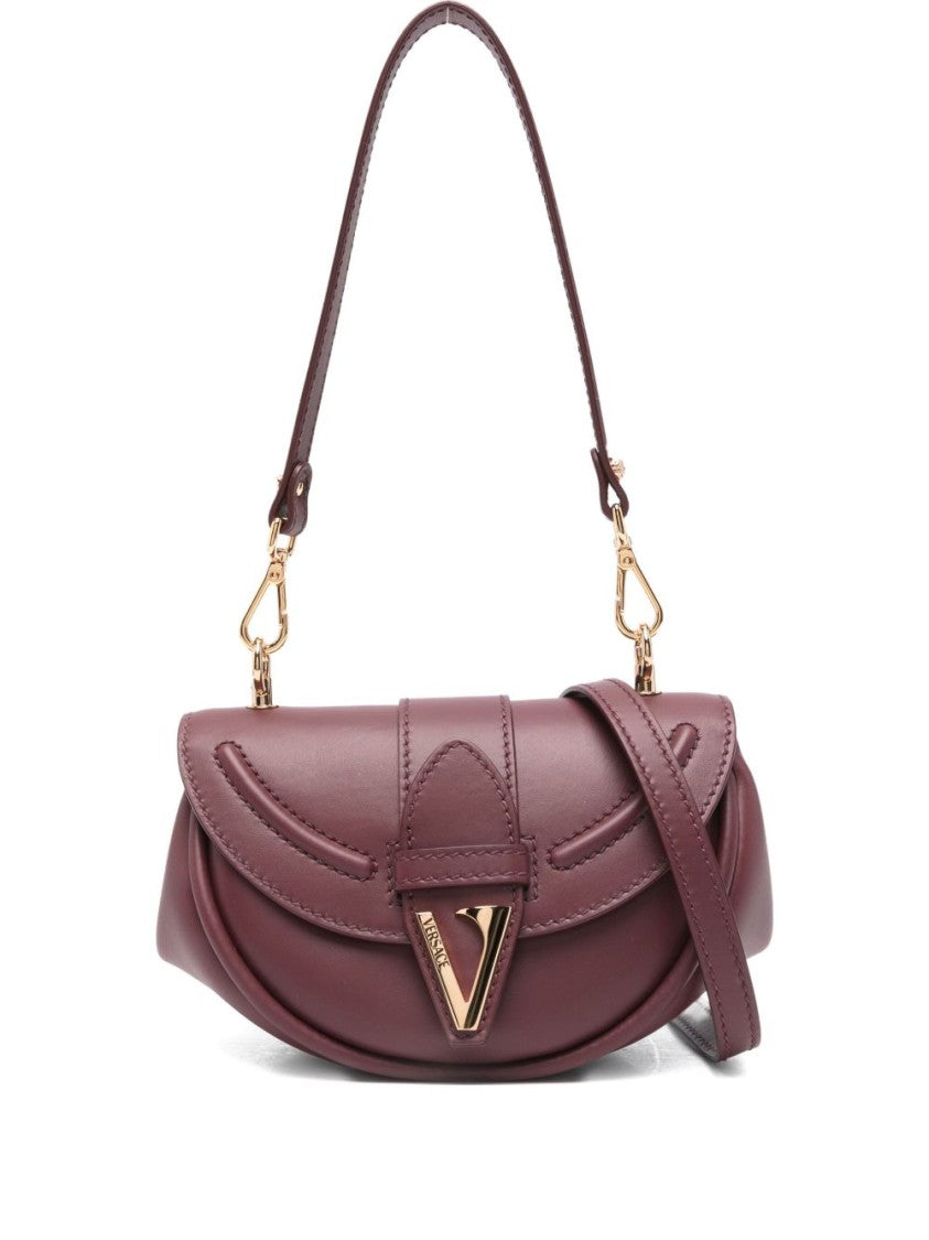 Versace Curved Burgundy Leather Bag