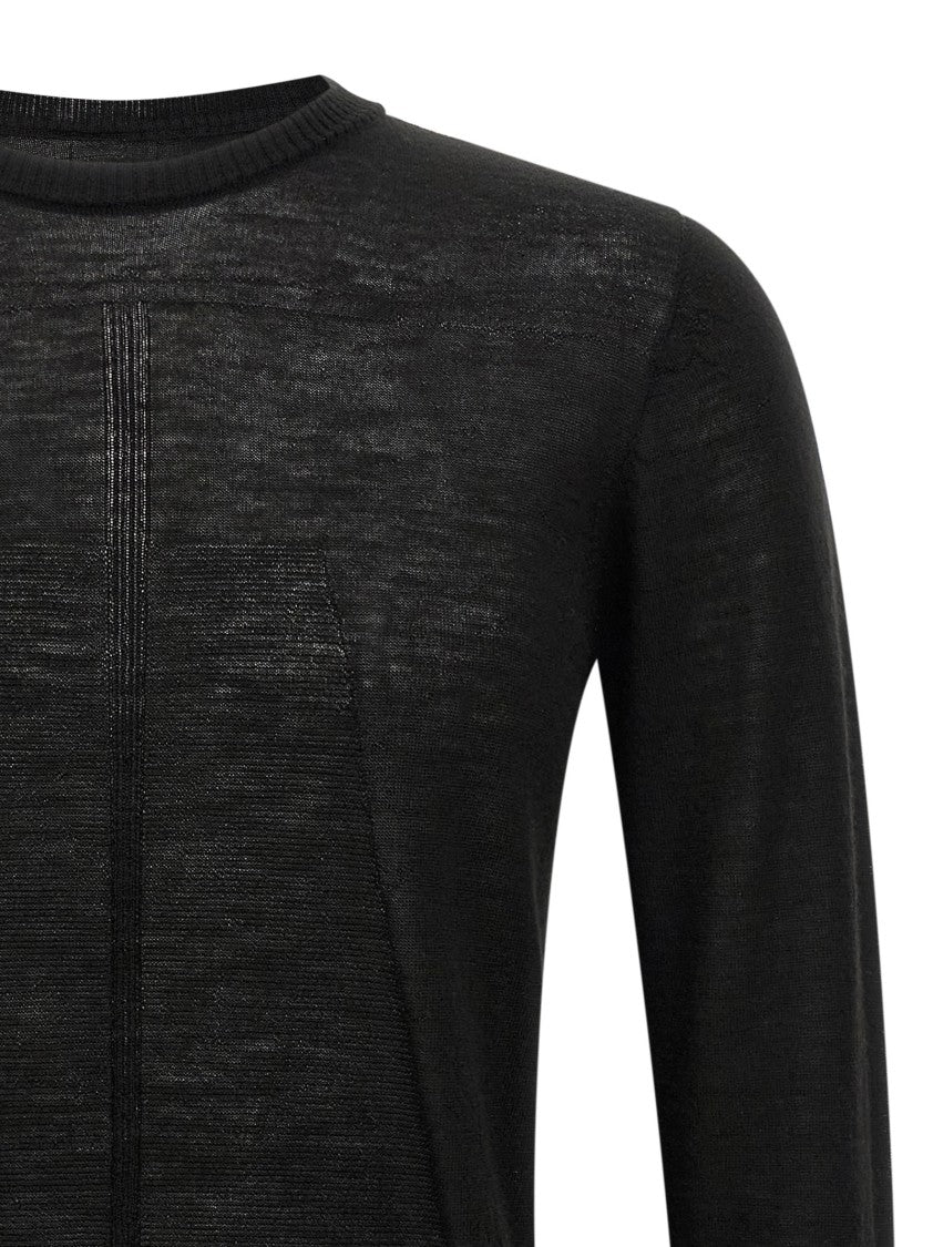 Rick Owens Lightweight Virgin Wool Sweater With Ribbed Details
