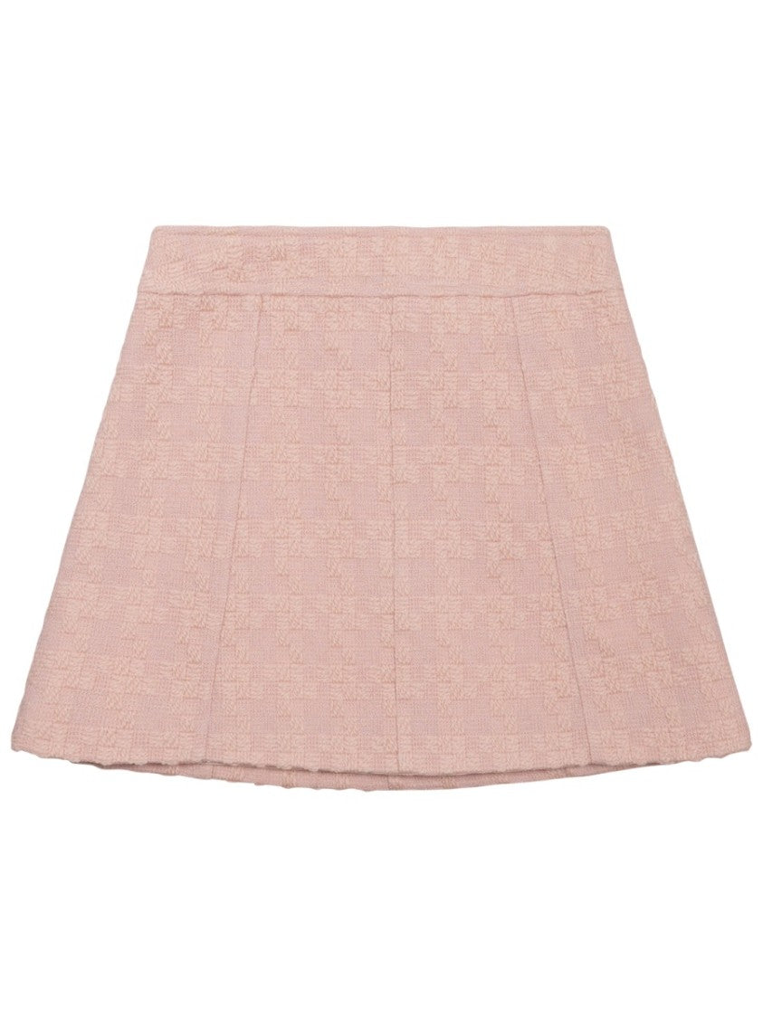 Celine Textured Checkered Wool-Blend Mini Skirt