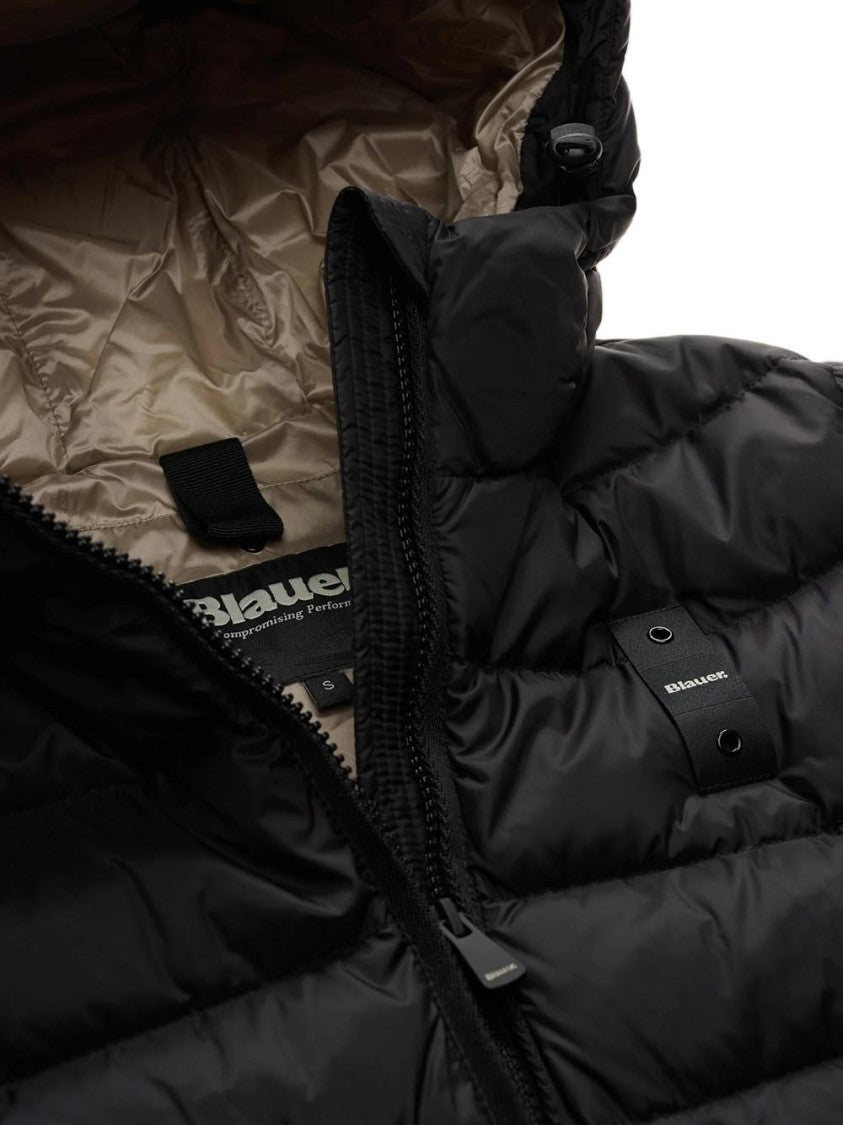 Blauer Black Quilted Flared Hooded Puffer Jacket