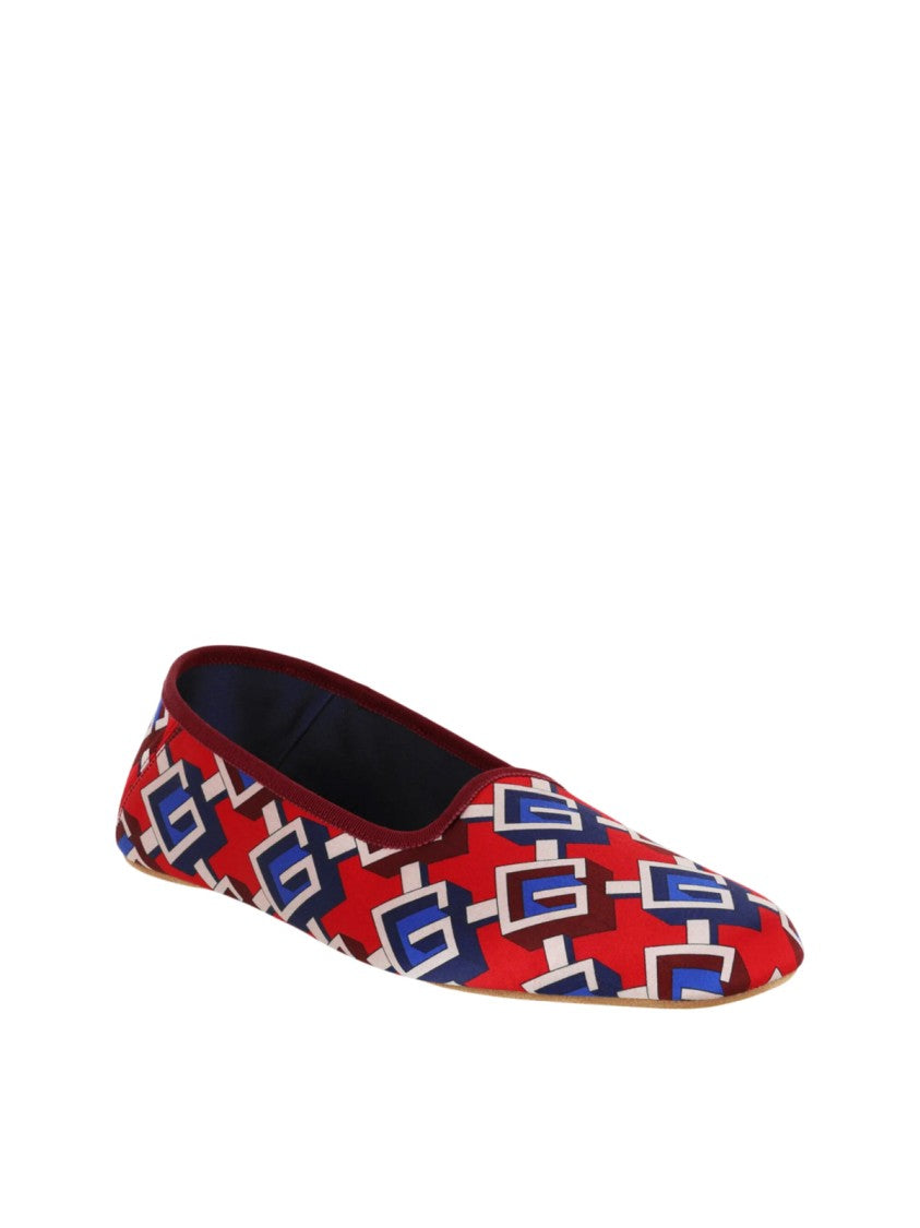 Gucci Geometric G Print Satin Voyage Slippers