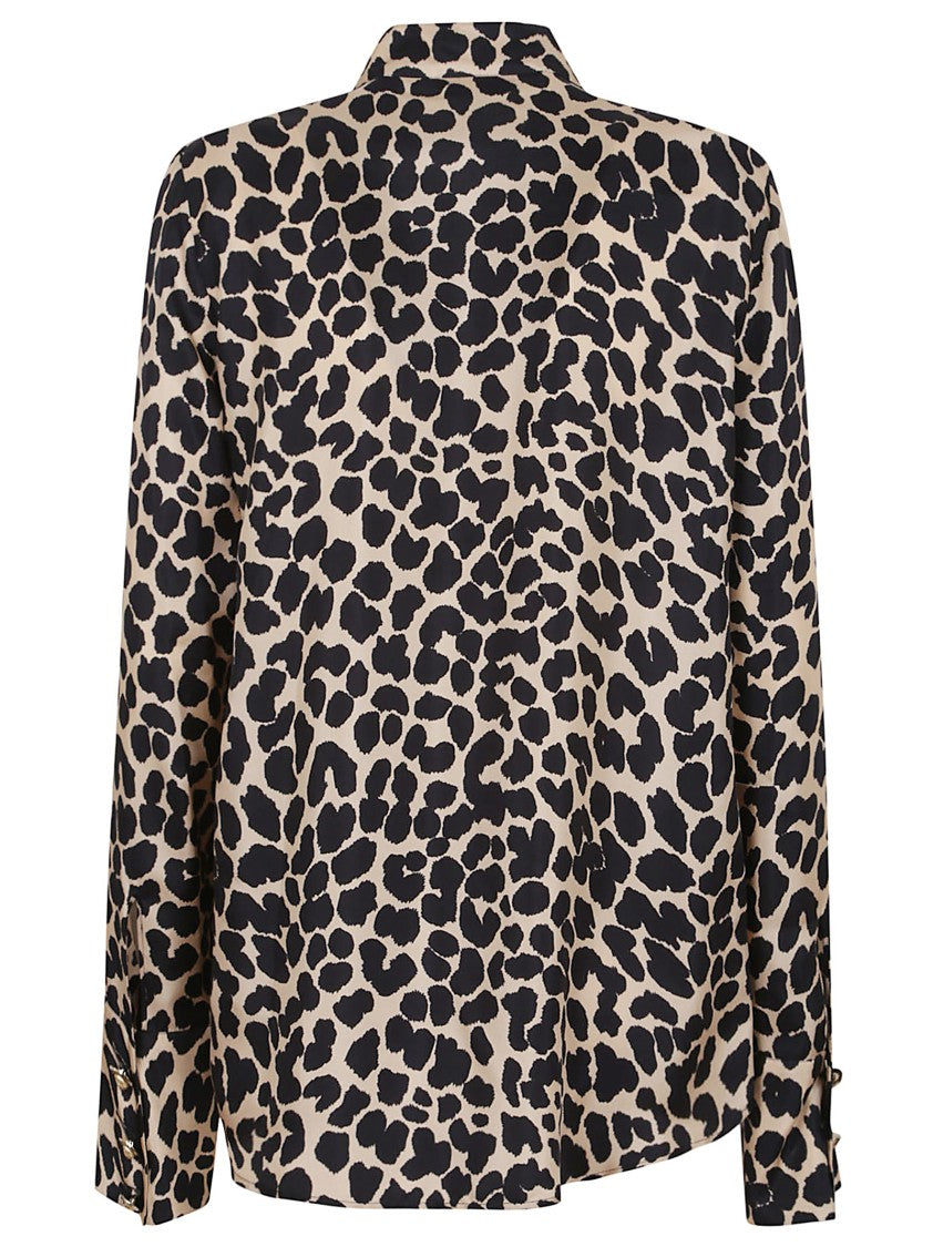 Balmain Jabot Collar Leopard Print Shirt