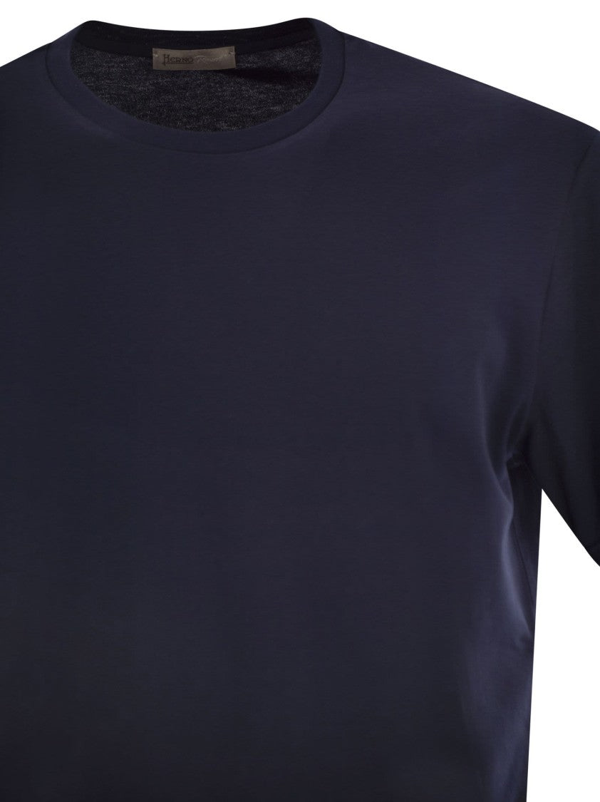 Herno Resort T-Shirt In Cotton And Light Stretch Nylon