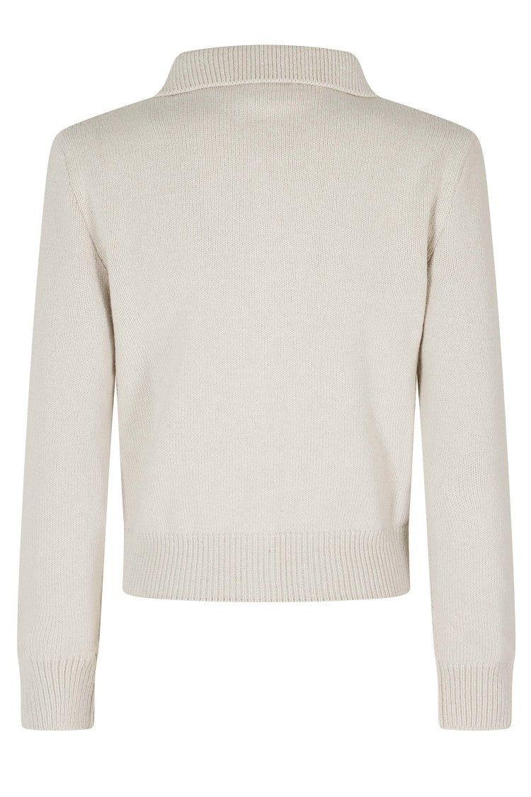 A.P.C. Beige Marie Ribbed Trim Wool-Cotton Cardigan