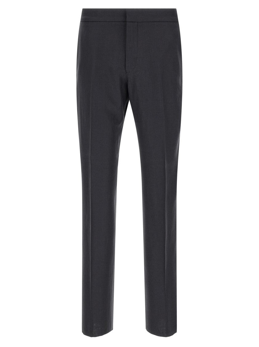 Zegna Wide-Leg Linen Trousers With Pressed Pleats