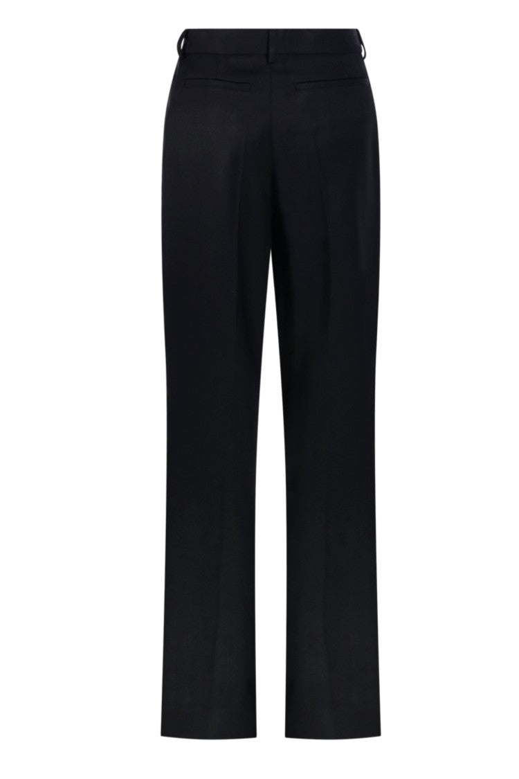 Victoria Beckham Black Straight Leg Tailored Front-Darts Polyester-Blend Pants