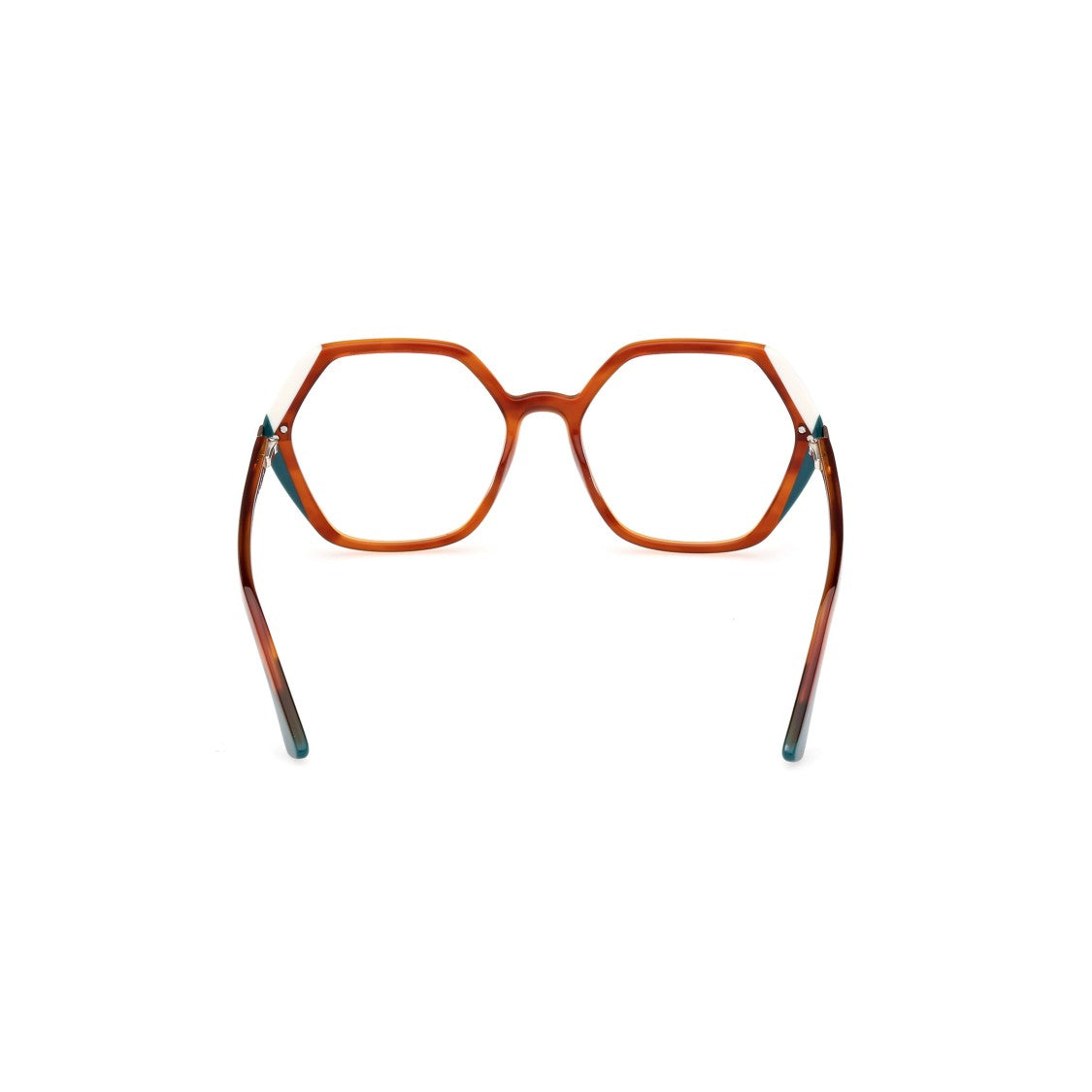 Guess By Marciano Gm0389 55056 Geometric Hexagonal Eyeglasses With Teal Accents