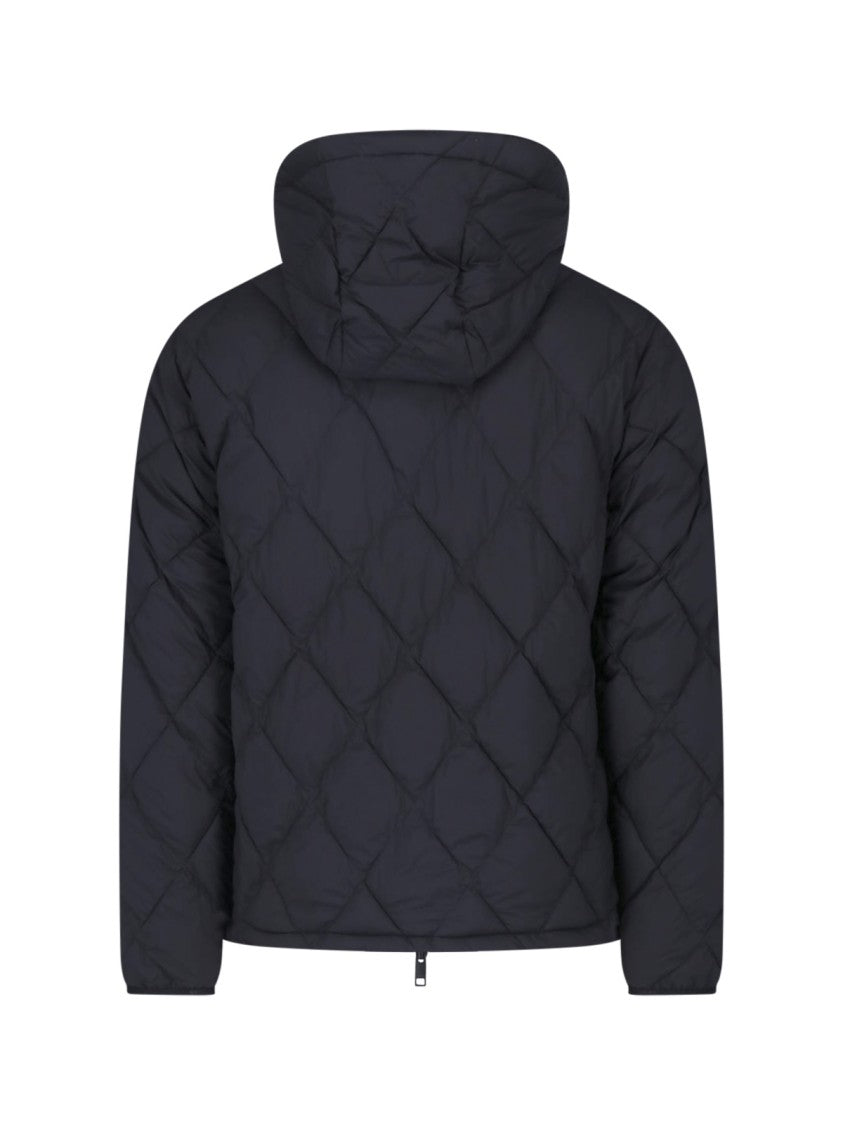 Burberry Quilted Technical Fabric Jacket With Hood And Signature Check Detail