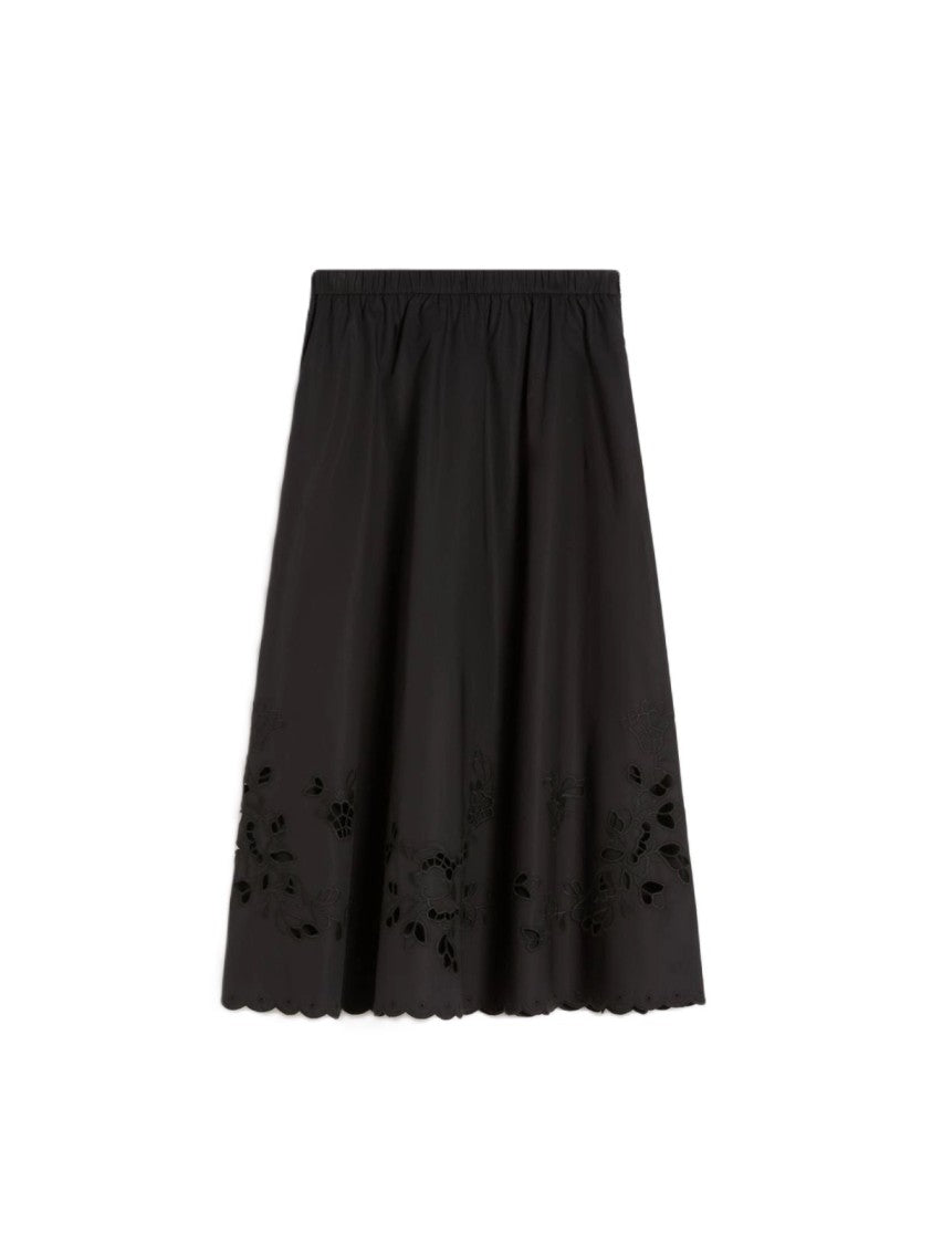 Max Mara Midi-Length Skirt With Flared Silhouette And Floral Embroidery