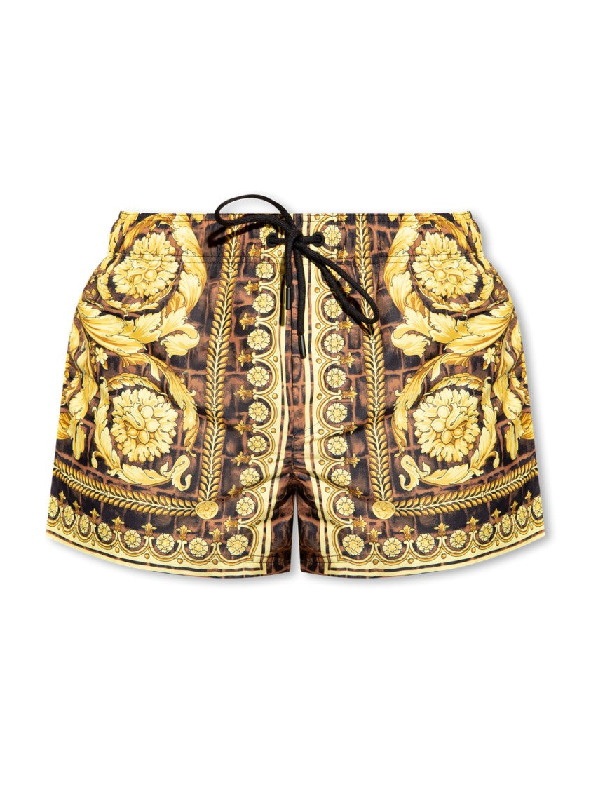 Versace Barocco Print Logo Swim Shorts